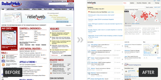 The ReliefWeb overhaul; old and new sites