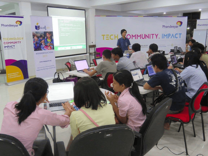 MaePaySoh Hack-a-thon teams at work