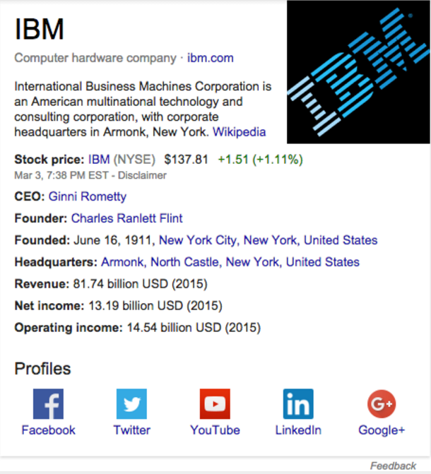 Knowledge graph search result