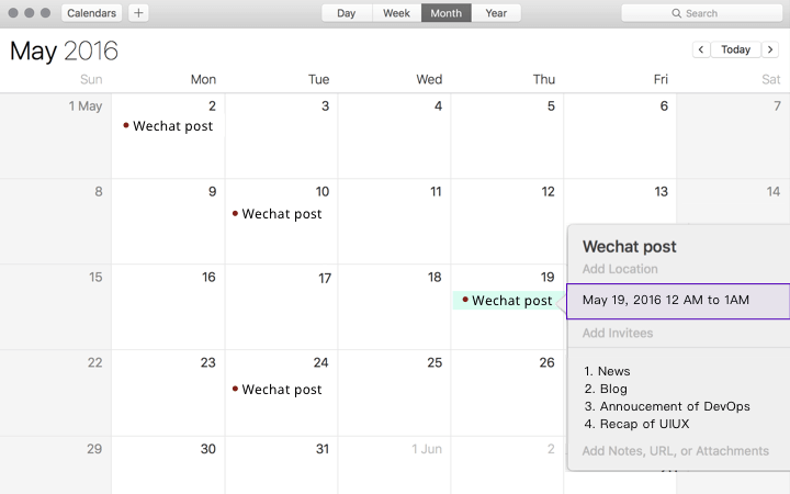 WeChat marketing tips, calendar