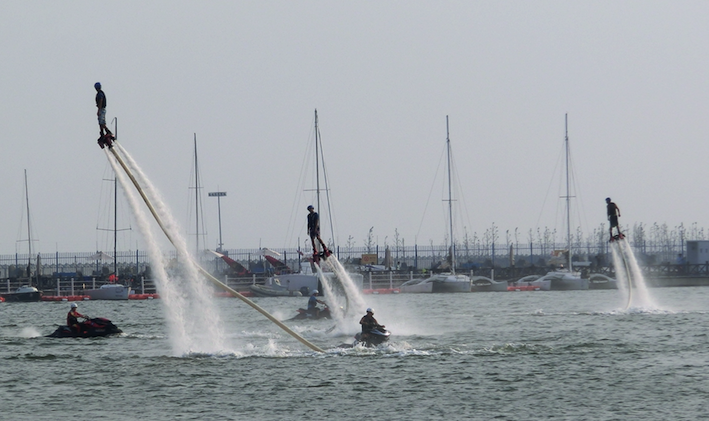 Hoverboard performers at Jinshan City Beach