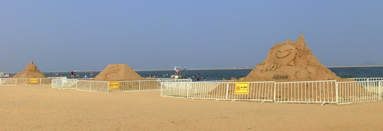 Sand sculptures at Jinshan City Beach